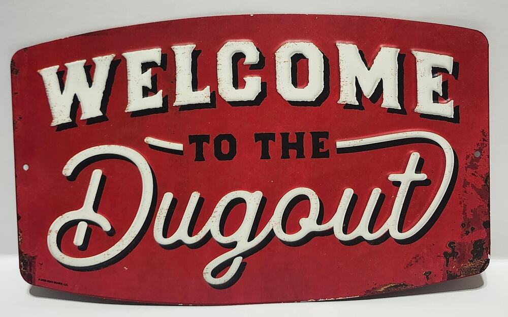 Welcome to the Dugout Baseball Metal Tin Sign 13" x 8" Red Man Cave Decor